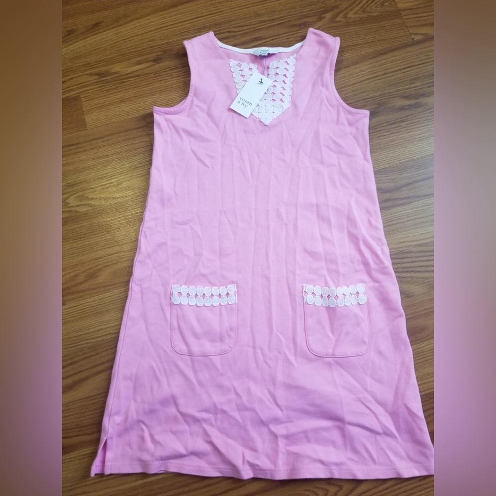 Crown & Ivy Pink Lace Detail Top